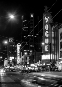 vogue theater at night granville street  vertical