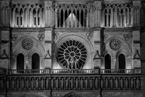 western facad of notre dame de paris at night  ho