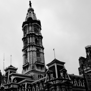 william penn statue on city hall building  square