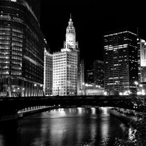 wrigley building and wabash bridge at night  squa