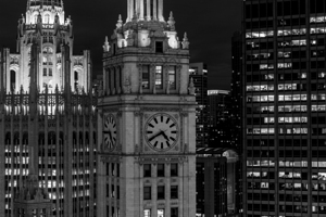wrigley building tribune building at night  horiz