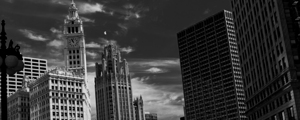 wrigley tribune buildings whispy sky  panoramic 8