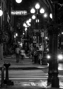 yesler way pioneer square at night  vertical 2709