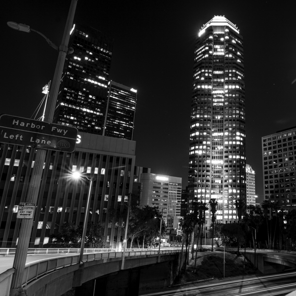 6th street at the 110 downtown la skyline at nigh 1708173477.8501 Print