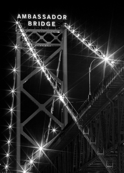 ambassador bridge at night  vertical 3032 Bridge Print