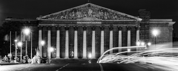 assemblee nationale building at night  panoramic Print