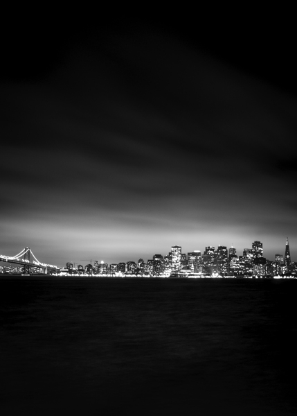 blanket fog above downtown san francisco  vertica Print