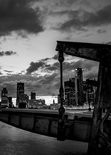 boat dock on detroit river  vertical 564 Rust 13k Print