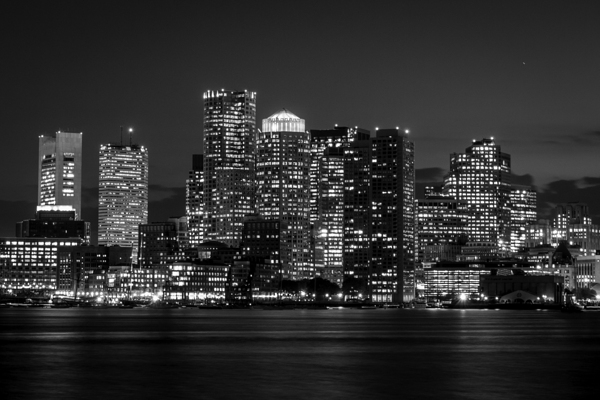 boston skyline night  horizontal 1249 Boston 13k. Print