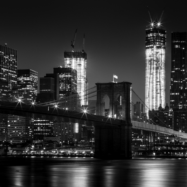 brooklyn bridge freedom tower night  square 1390 Print