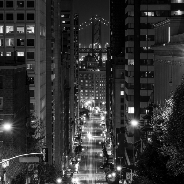 california street bay bridge night  square 2767 C Print