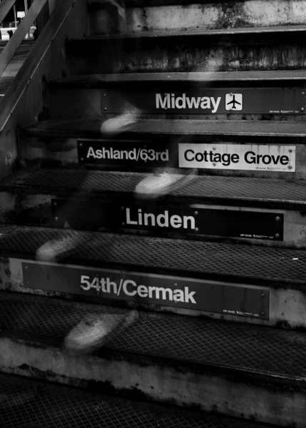 chicago L train steps  vertical 1187 Cermak 13k.j Print