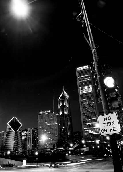 chicago skyline at night from columbus drive  ver Print