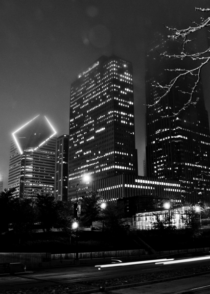 chicago skyline columbus drive randolph street  v Print