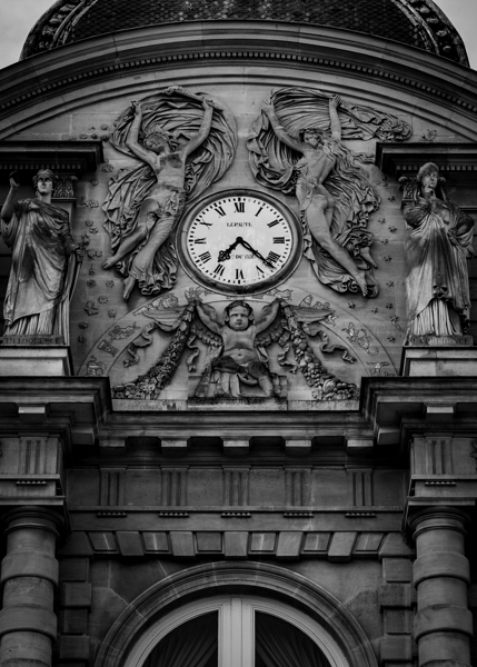 clock atop french senate building  vertical 3460 Print