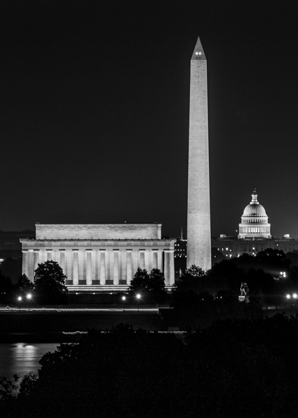 dc skyline at night  vertical 395 District 13k.jp Print