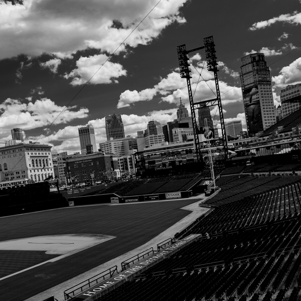 detroit skyline from comerica park  square 542 Co Print