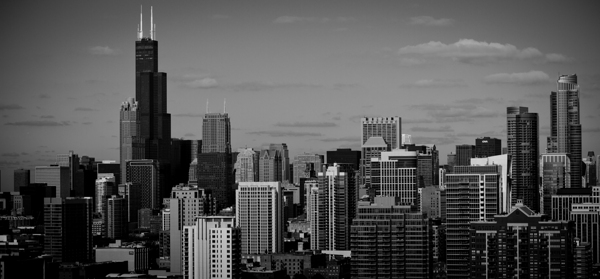 downtown chicago willis tower  panoramic 1210 Pra Print