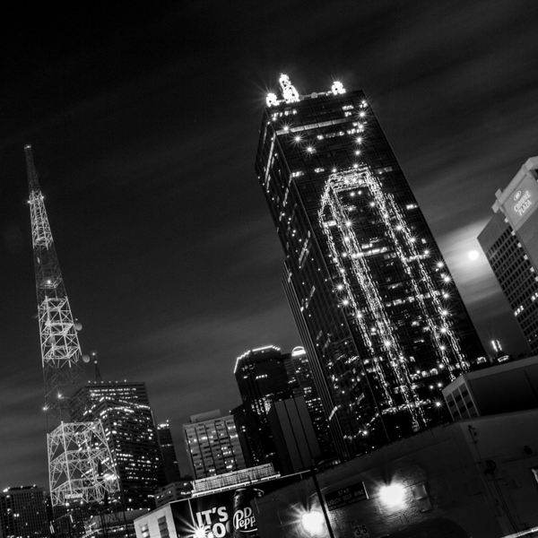 downtown dallas full moon  square 2121 Pepper 13k Print