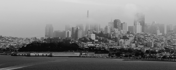 downtown san francisco under fog  panoramic 2836 Print
