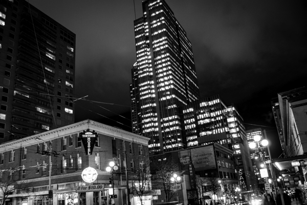downtown seattle cityscape at night  horizontal 3 Print