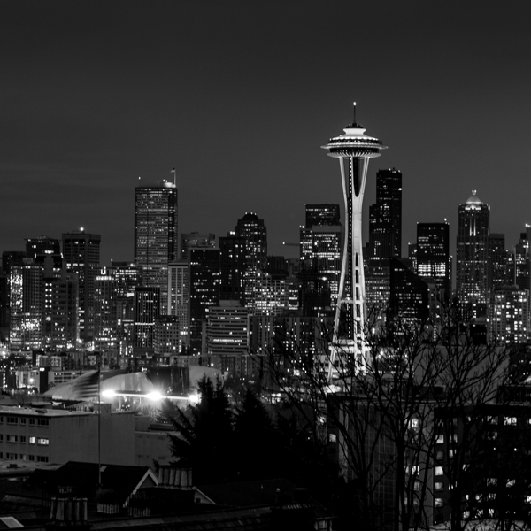downtown seattle skyline at night  square 2691 Ke Print