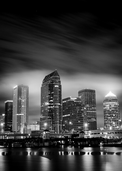 downtown tampa city skyline at night  vertical 10 Print