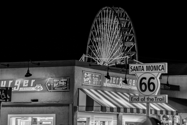 end of route 66 santa monica  horizontal 2198 Tra Print