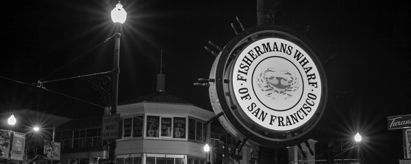 fishermans wharf night  panoramic 2825 Fisherman Print