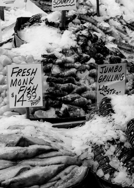 fresh fish at seattle public market  vertical 298 Print