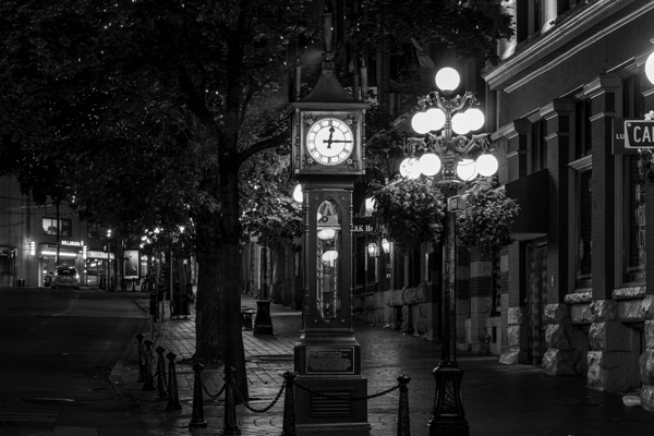 gastown steam clock water street at night  horizo Print