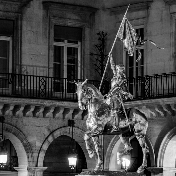 gold joan of arc statue near the louvre  square 2 Print