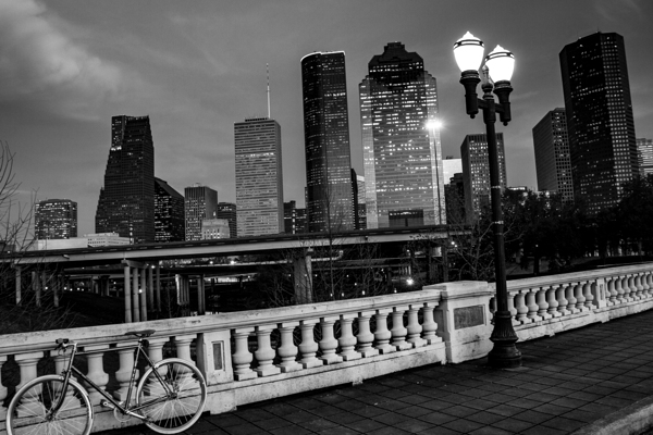 houston skyline at night sabine bridge  horizonta Print