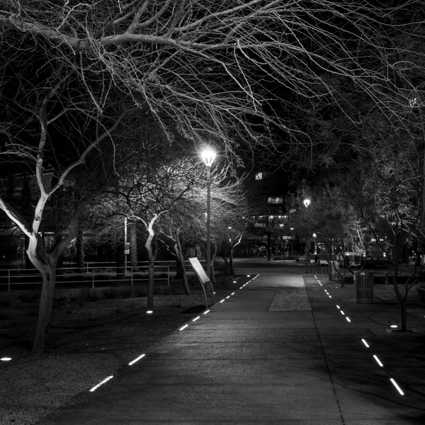 lit path near phoenix central station  square 195 Print