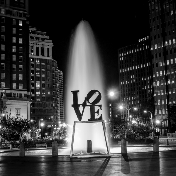 love sculpture at night  square 469 Love 13k Print