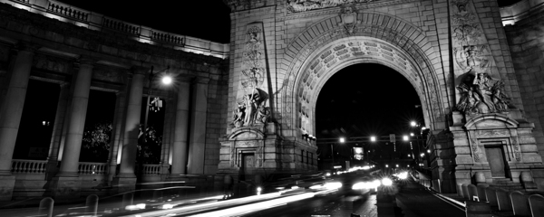 manhattan bridge arch grand entrance  panoramic 1 Print