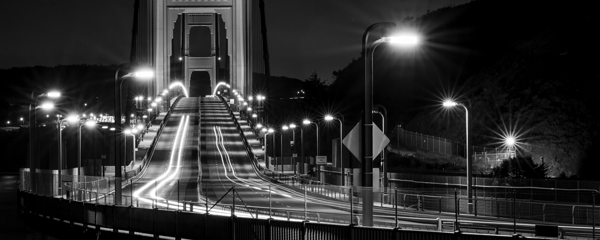 overnight traffic golden gate bridge  panoramic 2 Print