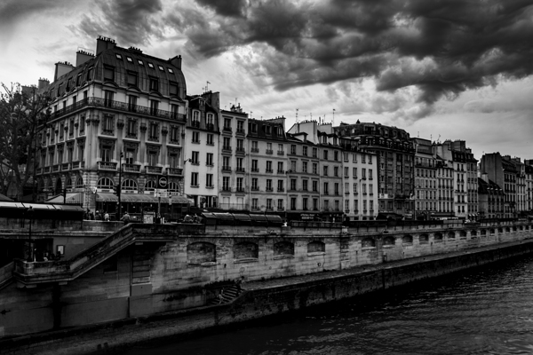 paris apartments along the river seine  horizonta Print