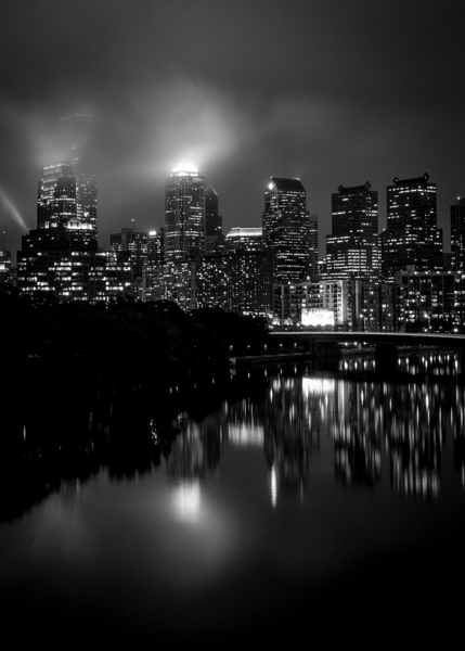 philly city skyline at night foggy  vertical 2259 Print