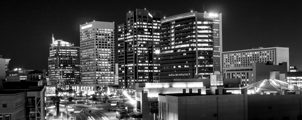 phoenix skyline at night jefferson avenue  panora Print
