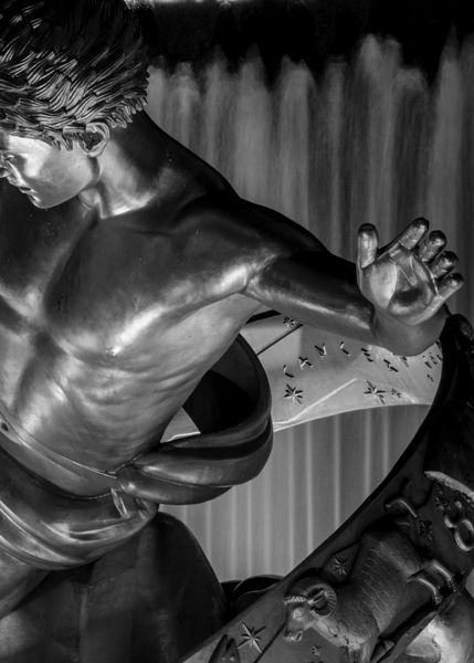 prometheus at night rockafeller center  vertical Print