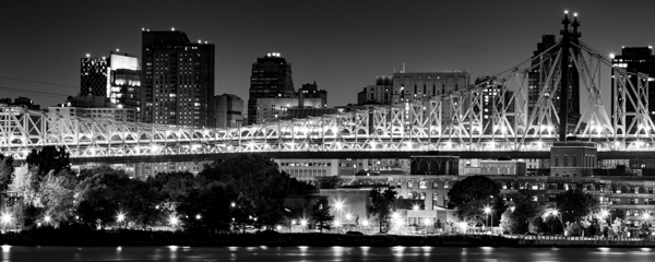queensboro bridge at night  panoramic 1489 Queens Print