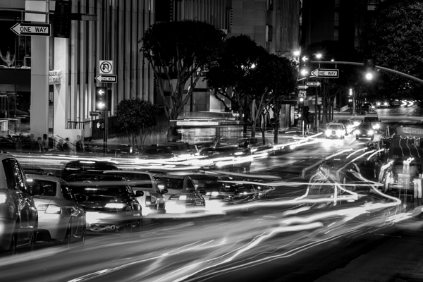 rush hour traffic on wilshire boulevard  horizont Print