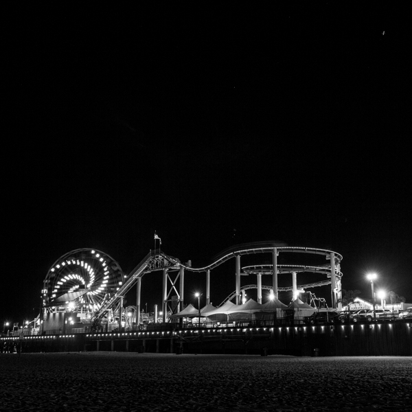 santa monica pier at night  square 2756 Spiral 13 Print