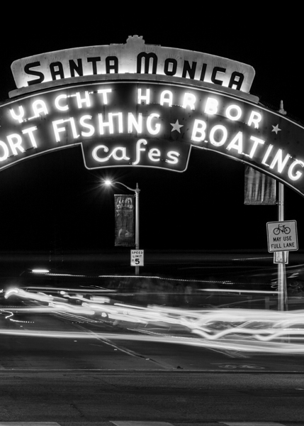 santa monica pier at night  vertical 221 Monica 1 Print