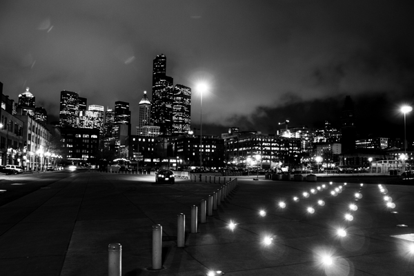 seattle skyline qwest parking lot  horizontal 305 Print