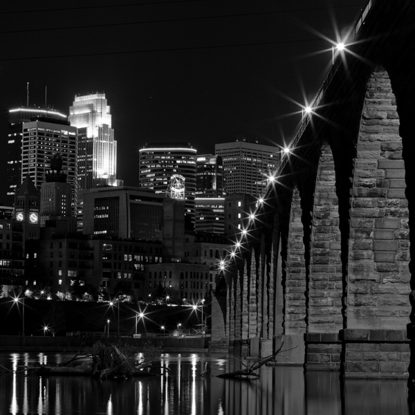 stone arch bridge minneapolis skyline  square 171 Print