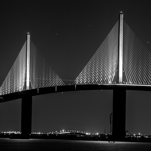 sunshine skyway bridge at night  square 3011 Grah Print