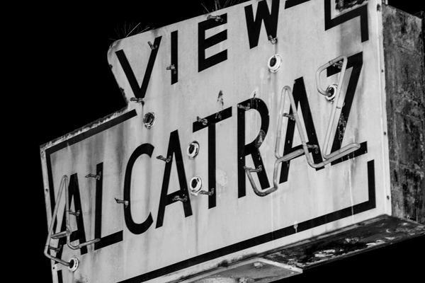 view alcatraz sign fishermans wharf  horizontal 4 Print