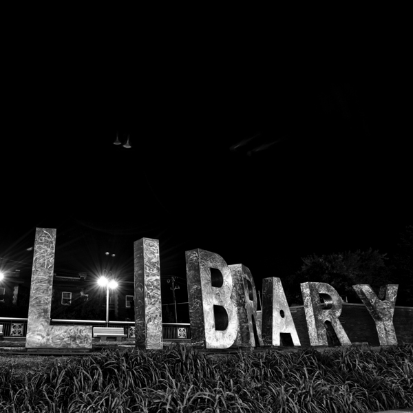 walker library sign  square 1701 Library 13k Print